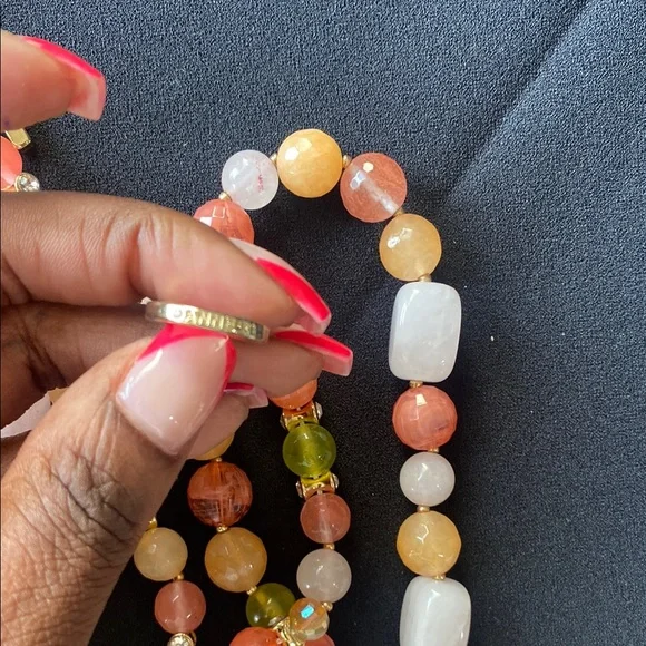 Anne Klein Pink and Orange Beaded Necklace - Picture 4 of 8